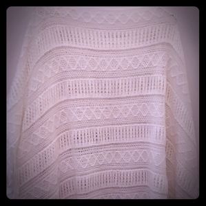 Charming Charlie  White Cream Fringe Hem Shawl